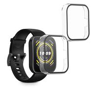 kwmobile 2x Custodia Rigida Smartwatch Compatibile con 22mm Amazfit Bip 6 / Bip 5 Unity/Bip 5 / GTS 3 / Balance 2 / Helio Strap Cover - Case Vetro Temperato Orologio Fitness - trasparente