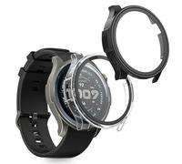 kwmobile 2x Custodia Rigida Smartwatch Compatibile con Amazfit Balance 2 A2429 Cover - Case Vetro Temperato Orologio Fitness - trasparente/nero