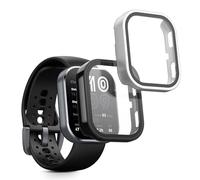 kwmobile 2x Custodia Rigida Smartwatch Compatibile con Amazfit Bip 6 Cover - Case Vetro Temperato Orologio Fitness - nero/argento