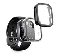 kwmobile 2x Custodia Rigida Smartwatch Compatibile con Amazfit Bip 6 Cover - Case Vetro Temperato Orologio Fitness - trasparente/nero