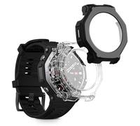 kwmobile 2x Custodia Rigida Smartwatch Compatibile con Amazfit T-Rex3 Pro 48mm Cover - Case Vetro Temperato Orologio Fitness - trasparente/nero