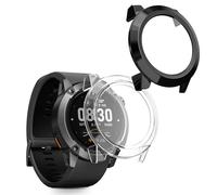 kwmobile 2x Custodia Rigida Smartwatch Compatibile con COROS NOMAD Cover - Case Vetro Temperato Orologio Fitness - trasparente/nero