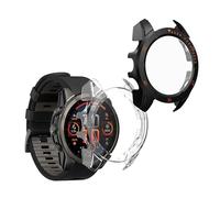 kwmobile 2x Custodia Rigida Smartwatch Compatibile con Garmin Fenix 8 43mm Cover - Case Vetro Temperato Orologio Fitness - trasparente/nero