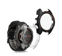 kwmobile 2x Custodia Rigida Smartwatch Compatibile con Garmin Fenix 8 47mm Cover - Case Vetro Temperato Orologio Fitness - trasparente/nero
