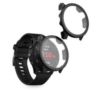 kwmobile 2X Custodia Rigida Smartwatch Compatibile con Garmin Forerunner 255/255 Music Cover - Case Vetro Temperato Orologio Fitness - Nero
