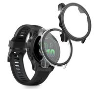 kwmobile 2x Custodia Rigida Smartwatch Compatibile con Garmin Forerunner 570 42mm Cover - Case Vetro Temperato Orologio Fitness - trasparente/nero