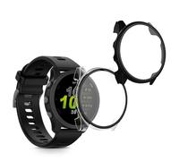 kwmobile 2x Custodia Rigida Smartwatch Compatibile con Garmin Forerunner 970 47mm Cover - Case Vetro Temperato Orologio Fitness - trasparente/nero