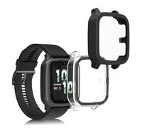 kwmobile 2x Custodia Rigida Smartwatch Compatibile con Garmin Venu Sq 2 Music/Sq 2 Cover - Case Vetro Temperato Orologio Fitness - trasparente/nero