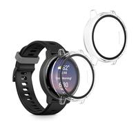 kwmobile 2x Custodia Rigida Smartwatch Compatibile con Garmin vivoactive 5 / active 5 Cover - Case Vetro Temperato Orologio Fitness - trasparente