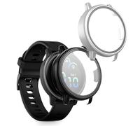 kwmobile 2x Custodia Rigida Smartwatch Compatibile con Garmin vivoactive 6 (42mm) / Active 6 Cover - Case Vetro Temperato Orologio Fitness - nero/argento