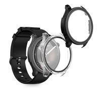 kwmobile 2x Custodia Rigida Smartwatch Compatibile con Huami Amazfit Balance A2286 Cover - Case Vetro Temperato Orologio Fitness - trasparente/nero