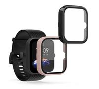 kwmobile 2x Custodia Rigida Smartwatch Compatibile con Huami Amazfit Bip 3 / Bip 3 Pro Cover - Case Vetro Temperato Orologio Fitness - nero/rosa antico