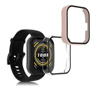 kwmobile 2x Custodia Rigida Smartwatch Compatibile con Huami Amazfit Bip 5 Cover - Case Vetro Temperato Orologio Fitness - trasparente/rosa antico