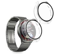 kwmobile 2x Custodia Rigida Smartwatch Compatibile con Huawei Watch 4 Pro Space Edition Cover - Case Vetro Temperato Orologio Fitness - trasparente