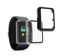 kwmobile 2x Custodia Rigida Smartwatch Compatibile con Huawei Watch D Cover - Case Vetro Temperato Orologio Fitness - nero/trasparente