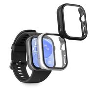 kwmobile 2x Custodia Rigida Smartwatch Compatibile con Huawei Watch Fit 3 Cover - Case Vetro Temperato Orologio Fitness - argento/nero