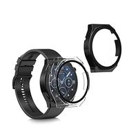 kwmobile 2x Custodia Rigida Smartwatch Compatibile con Huawei Watch GT3 Pro (46mm) Cover - Case Vetro Temperato Orologio Fitness - nero/trasparente