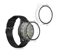 kwmobile 2x Custodia Rigida Smartwatch Compatibile con Huawei Watch GT4 46mm Cover - Case Vetro Temperato Orologio Fitness - trasparente