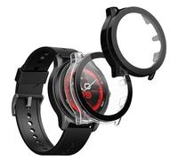 kwmobile 2x Custodia Rigida Smartwatch Compatibile con Ticwatch Pro 5 Enduro Cover - Case Vetro Temperato Orologio Fitness - nero/trasparente