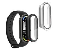 kwmobile 2x Custodia Rigida Smartwatch Compatibile con Xiaomi Mi Band 10 / Smart Band 10 Cover - Case Vetro Temperato Orologio Fitness - nero/argento