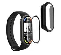 kwmobile 2x Custodia Rigida Smartwatch Compatibile con Xiaomi Mi Band 10 / Smart Band 10 Cover - Case Vetro Temperato Orologio Fitness - trasparente/nero