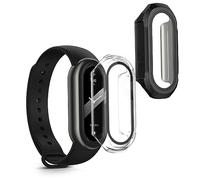 kwmobile 2x Custodia Rigida Smartwatch Compatibile con Xiaomi Mi Band 8 Cover - Case Vetro Temperato Orologio Fitness - trasparente/nero