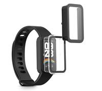 kwmobile 2x Custodia Rigida Smartwatch Compatibile con Xiaomi Redmi Band 3 / Smart Band 9 Active Cover - Case Vetro Temperato Orologio Fitness - trasparente/nero