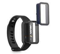 kwmobile 2x Custodia Rigida Smartwatch Compatibile con Xiaomi Redmi Band 3 / Smart Band 9 Active Cover - Case Vetro Temperato Orologio Fitness - nero/blu scuro