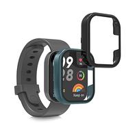 kwmobile 2x Custodia Rigida Smartwatch Compatibile con Xiaomi Redmi Mi Watch Lite 3 / Redmi Watch 3 Cover - Case Vetro Temperato Orologio Fitness - nero/verde