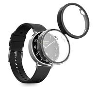 kwmobile 2x Custodia Rigida Smartwatch Compatibile con Xiaomi Watch S4 41mm Cover - Case Vetro Temperato Orologio Fitness - trasparente/nero