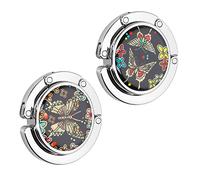 kwmobile 2x Gancio Borsa da Tavolo - Appendi Borsa in Alluminio Pieghevole Antiscivolo Antigraffio - Set Appendiborsa max 3kg - rosa/blu/nero