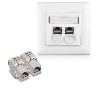 kwmobile 2X Keystone Cat 6A 1x Presa Snap in - 2X modulo Keystone per Cat 6A schermato in Metallo 10Gbit/s Standard 19,35x14,8 mm 1x Presa Muro