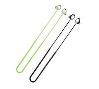 kwmobile 2X Laccetto Portauricolari Compatibile con Samsung Galaxy Buds2 PRO - Cordino Portacuffie in-Ear - Laccio Ferma Cuffiette Nero/Verde Fluorescente