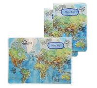 kwmobile 3x Custodia compatibile con passaporto - Porta passaporto - Set Bustine in plastica a protezione per documenti - blu/verde/bianco