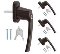 kwmobile 4x Maniglie con Chiavi Alluminio - per Finestre Porte Balcone con Serratura Incorporata 35mm - Maniglia di Sicurezza Bambini - Marrone RAL 8019