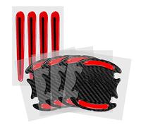 kwmobile 8X Copri Maniglia Sportello Auto Universale - Coprimaniglia Sportelli Automobile 9,1 x 8,3 + 13 x 1,7 cm - Protezione in ABS Nero/Rosso Rifrangente