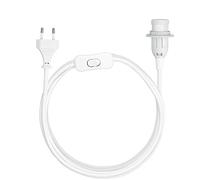 kwmobile Cavo Porta-Lampada con Interruttore - Filo Porta-lampade a Sospensione - Attacco Lampadina E14 - Corda Lunga 3.5m Rivestita in Tessuto Bianco