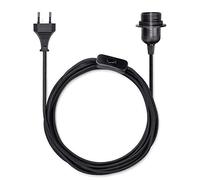 kwmobile Cavo Porta-Lampada con Interruttore - Filo Porta-lampade a Sospensione - Attacco Lampadina E27 - Corda Lunga 5m Rivestita in Tessuto Nero