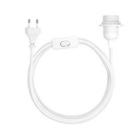 kwmobile Cavo Porta-Lampada con Interruttore - Filo Porta-lampade a Sospensione - Attacco Lampadina E27 - Corda Lunga 5m Rivestita in Tessuto Bianco
