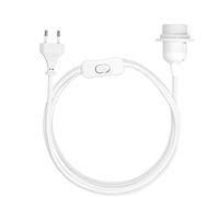 kwmobile Cavo Porta-Lampada con Interruttore - Filo Porta-lampade a Sospensione - Attacco Lampadina E27 - Corda Lunga 3.5m Rivestita in Tessuto Bianco