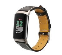 kwmobile Cinturino compatibile con Fitbit Charge 6 / Charge 5 - in vera pelle - Fascetta ca. 14-22 cm con fibbia nero