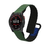 kwmobile Cinturino Compatibile con Garmin Fenix 8 51mm / Enduro 3 / Fenix 7X / 7X Pro/Instinct 2X - con Chiusura Magnetica in Silicone - Regolabile 14-22 cm - verde scuro/nero