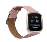 kwmobile Cinturino compatibile con Garmin Venu Sq 2 Music/Sq 2 / Vivoactive 6 / Vivoactive 5 - in vera pelle - Fascetta ca. 14-22 cm con fibbia rosa antico