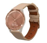 kwmobile Cinturino compatibile con Garmin vivoactive 6 / vivomove Trend/Forerunner 55 - in vera pelle - Fascetta ca. 14-22 cm con fibbia beige/marrone