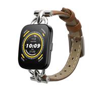 kwmobile Cinturino compatibile con Huami Amazfit Bip 5 / Unity/GTR 4 - in vera pelle - Fascetta ca. 14-20 cm con fibbia marrone chiaro