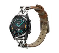 kwmobile Cinturino compatibile con Huawei Watch GT/GT2 (46mm) - in vera pelle - Fascetta ca. 14-20 cm con fibbia marrone chiaro