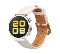 kwmobile Cinturino compatibile con Huawei Watch GT5 41mm / GT5 Pro 42mm / Watch GT4 41mm - in vera pelle - Fascetta ca. 14-22 cm con fibbia bianco/marrone