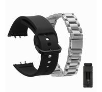 kwmobile Cinturino Compatibile con Samsung Galaxy Fit 3 Cinturini - Set 2 per Orologio Fitness Tracker - in Acciaio Inox e Silicone - nero/argento