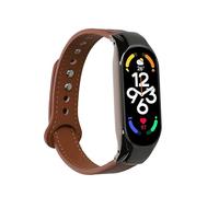 kwmobile Cinturino compatibile con Xiaomi Mi Band 7 - in vera pelle - Fascetta ca. 14-22 cm con fibbia marrone