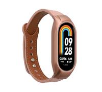 kwmobile Cinturino compatibile con Xiaomi Mi Band 8 - in vera pelle - Fascetta ca. 14-22 cm con fibbia rosa antico/marrone